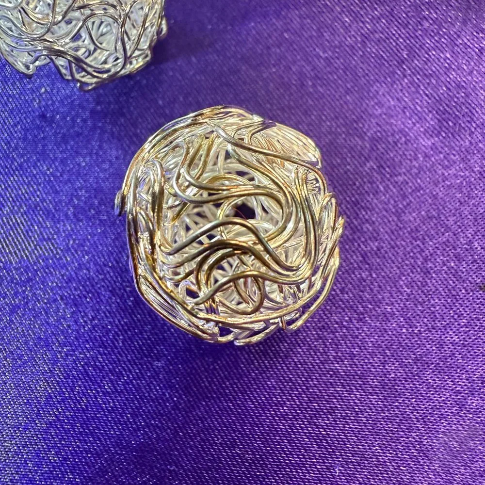 📌40+ Wire Bead Silver Copper Bird Nest Style Craft Beads 15 Millimeters